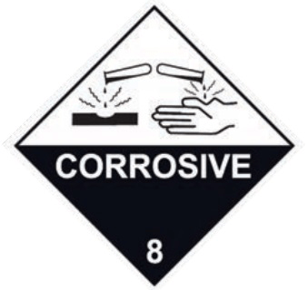 CORROSIVE 8 Label 100mm x 100mm 500 LABELS/ROLL-9.05