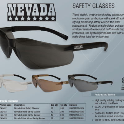 NEVADA SMOKE SAFETY GLASSES 12/BOX-ENU483