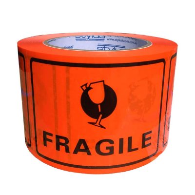 FRAGILE print TAPE LABEL PERFORATED 72MMX100MM 500 LABELS/ROLL-9.01