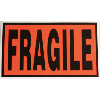 Fluoro Labels-FRAGILE Labels 130mmx75mm 500 Pack- Packaging Stickers L004