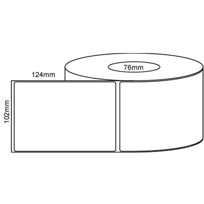 Thermal Labels – 102x124mm – White/Permanent Adhesive, 76mm Core 1000/Roll