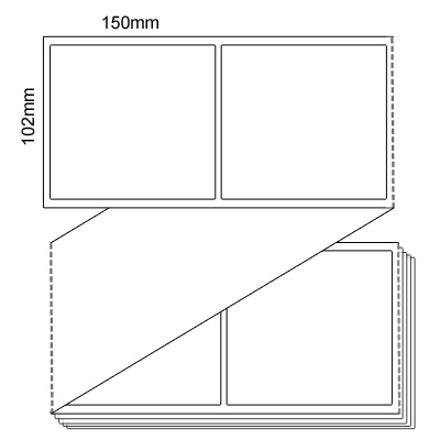 Thermal Labels-102X 150mm-White/Fanfold/Permanent Adhesive 3000/Box