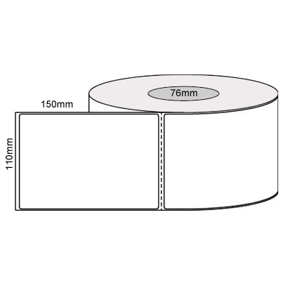 100x149mm White Direct Thermal Eco Perforated Labels, Permanent Adhesive, 76mm Core 1000/Roll