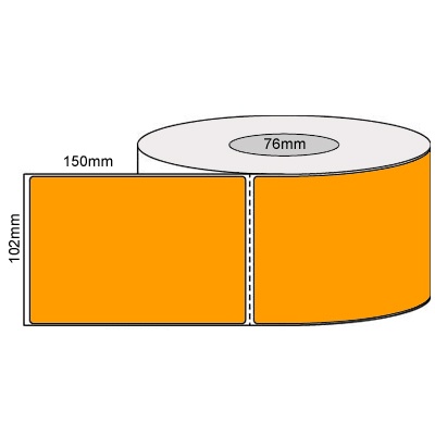 Thermal Labels – 102x150Mm – Fluro Orange/Perforated/Permanent Adhesive, 76mm Core 1000/Roll