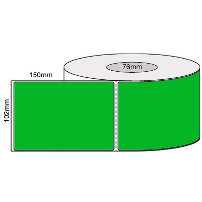 Thermal Labels – 102x150mm – Fluro Green/Perforated/Permanent Adhesive, 76mm Core 1000/Roll