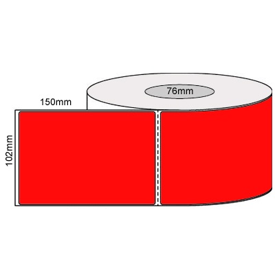 Thermal Labels-102x150Mm – Fluro Red/Perforated/Permanent Adhesive, 76mm Core 1000/Roll