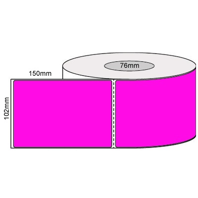 Thermal Labels-102x150mm-Fluro Pink/Perforated/Permanent Adhesive 76mm Core 1000/Roll