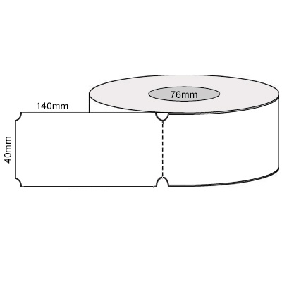 White direct thermal w/wor reg slot perforated shipping tags 40mmx140mm 1000/roll