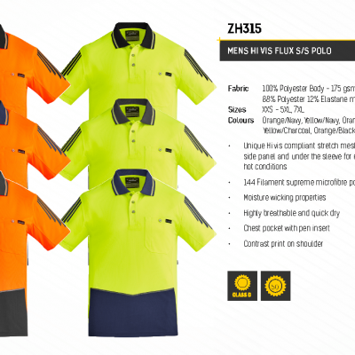 MENS HI VIS FLUX S/S POLO-ZH315