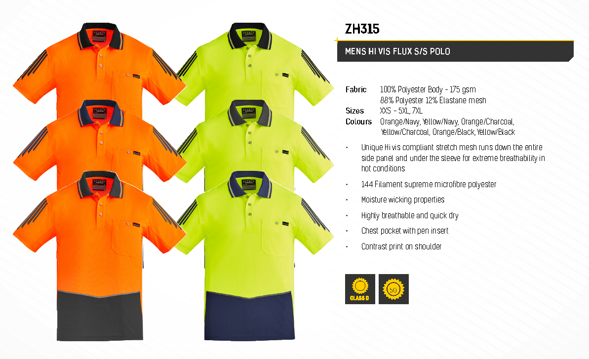 MENS HI VIS FLUX S/S POLO-ZH315 - Packrite