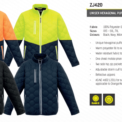 UNISEX HEXAGONAL PUFFER JACKET-ZJ420