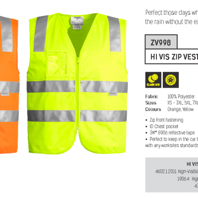 HI VIS ZIP VEST-ZV998