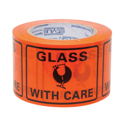 Glass With Care Print  Label Perforated 500 LABELS/ROLL 72x100mm-9.09