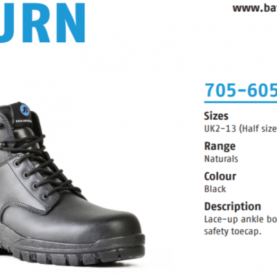 Black Leather Lace Up Safety Boot – Saturn 705-60510