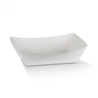 Glued Boat Tray-Small WHITE – assembled 110 x 75 x 40mm 1000 Pack