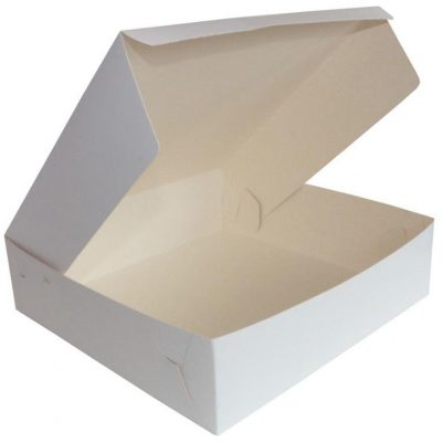 White PE Coated Cake Box (One Piece)  175 x 175 x 75 mm 400 UM 100 Pack