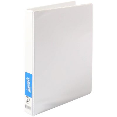 BANTEX  A4 Lever Arch Insert Binder 2D Ring 50mm 400 Sheets White & Black