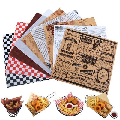 PREMIUM FOOPAK -SHEETS (BLEACHED) BLACK GINGHAM print 190mm 300mm 35gsm 200 sheets pack