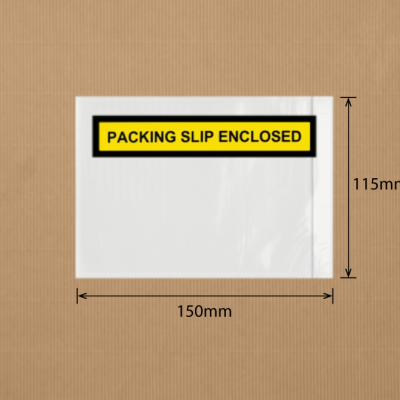 Clear Packing Slip Enclosed Envelopes 115x150mm 1000 Pack-C04PSE