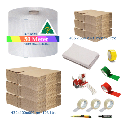 Ultimate Moving Box Pack-60 Boxes, Bubble Wrap & Packing Paper